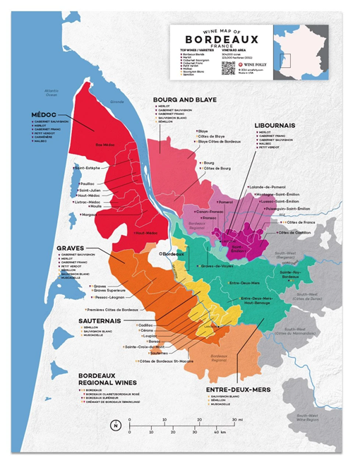 波尔多产区地图-wine map of bordeaux